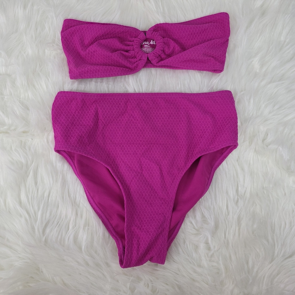 Cabana Del Sol Pink Strapless Bandeau Bikini Set